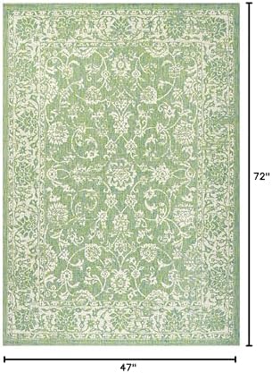 JONATHAN Y Weave Floral Indoor Outdoor Area Rug 4X6 Cream/Green, Tela Bohemia...