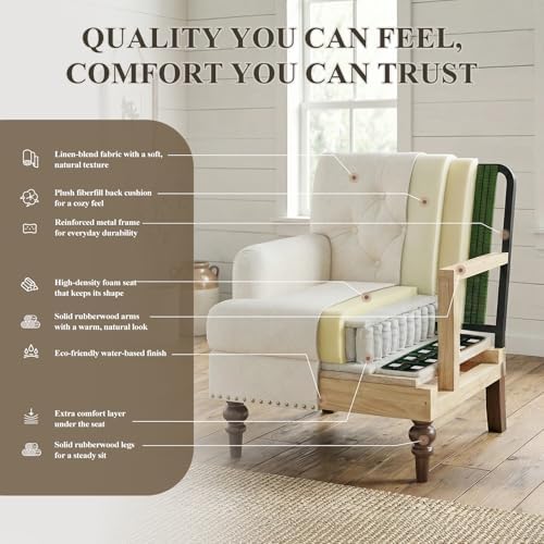 MALOL Modern Accent Chair for Living Room, Comfy Bedroom Reading Armchair, Up...