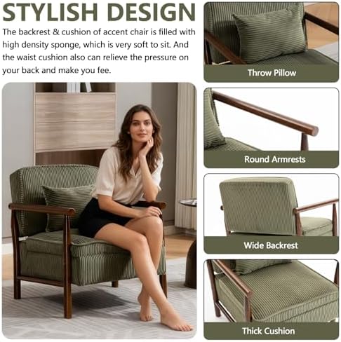 HRVEOCEI Green Accent Chair with Storage for Small Spaces (Green)