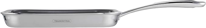 Tramontina Utsava Tri-Ply Clad Stainless Steel 10-Inch Square Grill Pan