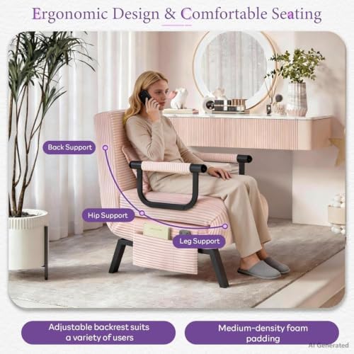 TYBOATLE Sleep Chair, Folding Sleeper Chairs for Adults (Pink)