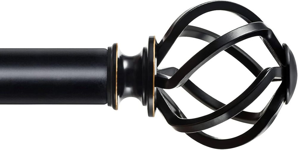 KAMANINA Black Curtain Rods for Windows 72 to 144 Inch, Long Drapery Rods