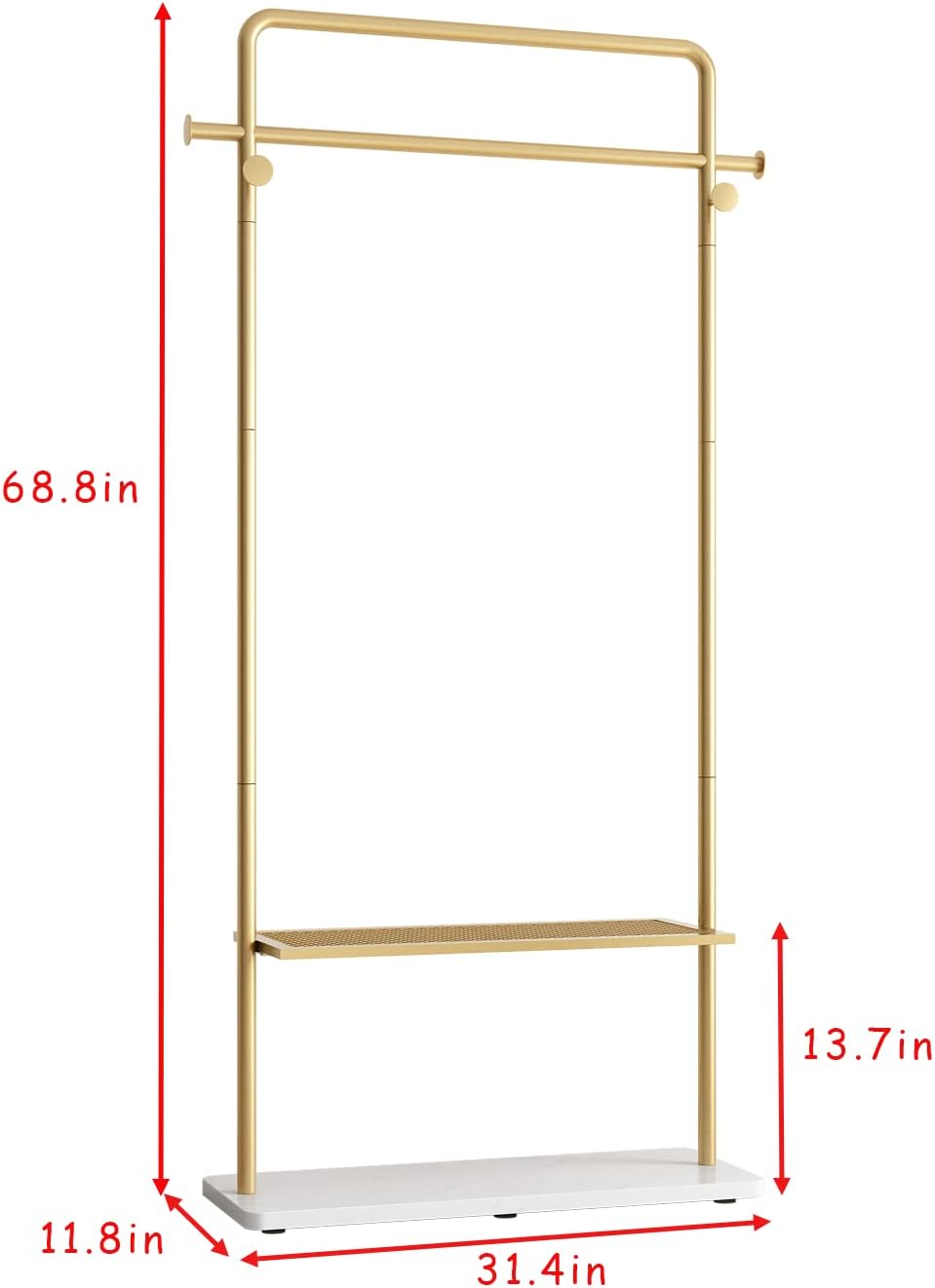 TIEOU Gold Coat Racks with Shelf, Heavy Duty Gold Clothing Racks for Boutique...
