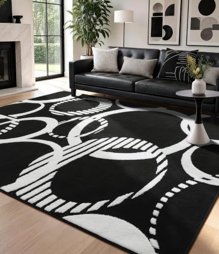 YIHOUSE Washable Black and White 8x10 Area Rugs for Living Room Non Slip