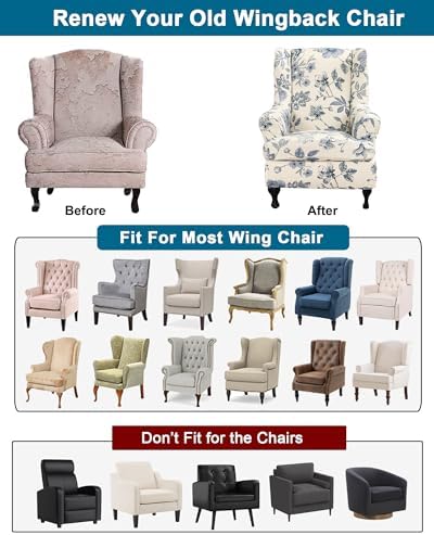CRFATOP Wingback Chair Covers Stretch Armchair Slipcovers for Living Room
