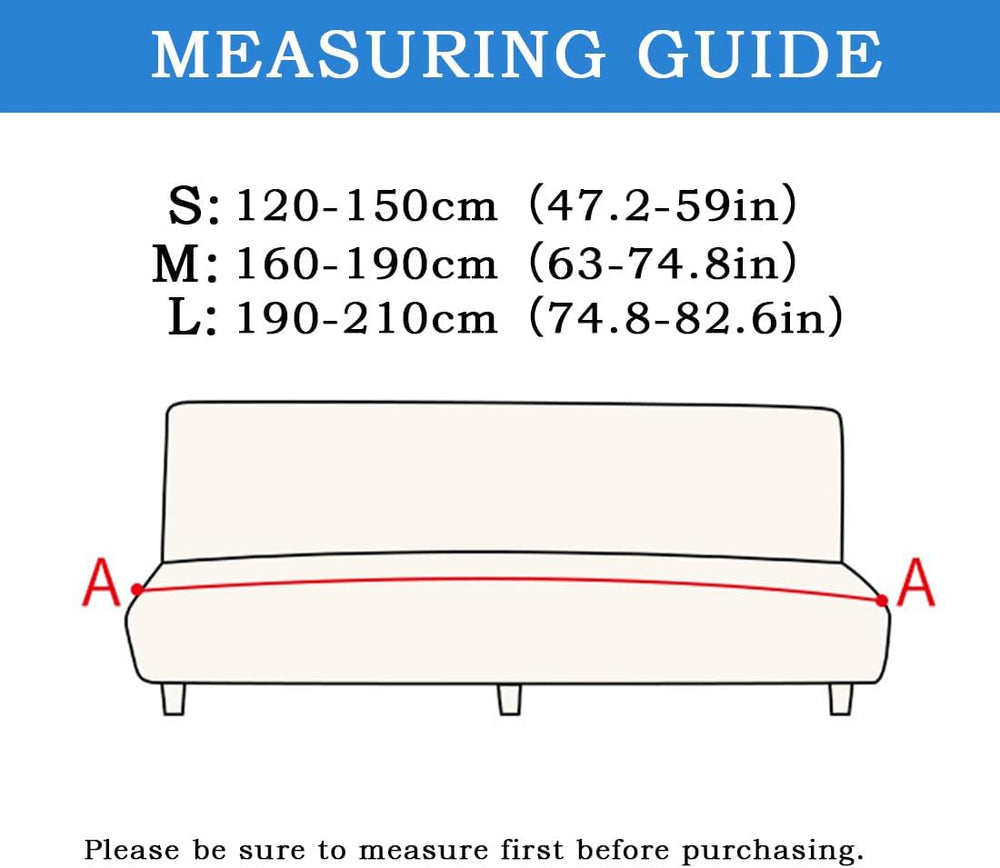 Futon Cover Slipcover Removable Armless Sofa Bed Slipcovers Full Size with Sk...