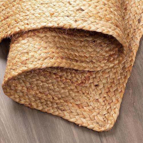 KEMA Jute Braided Hand Woven Area Rug - 6x9 Feet, Natural