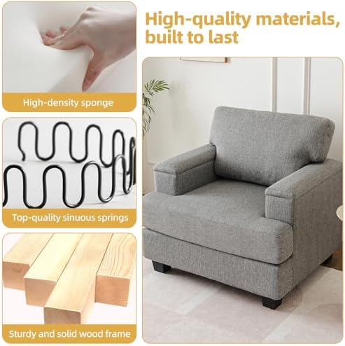 Oversized Accent Chair with Armrest Organizer,Comfy Living Room Chairs with T...