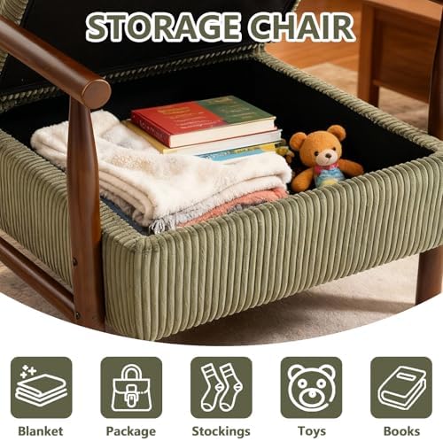HRVEOCEI Green Accent Chair with Storage for Small Spaces (Green)