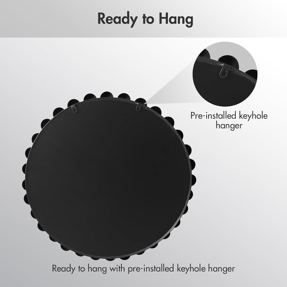 Madison Park 36 inch Black Round Mirror, Round Mirrors for Wall Decor, Metal ...