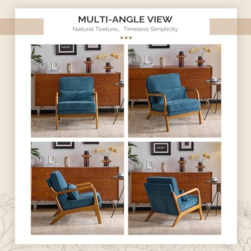 VINGLI Chenille Mid-Century Modern Accent Chair Set of 2, Cute Reading Arm Ch...
