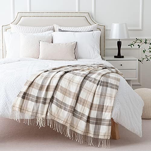 Fall Plaid Throw Blanket for Couch, Farmhouse Throw Blanket 49"x63"