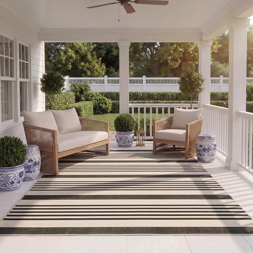 SAFAVIEH Courtyard Outdoor Area Rug 8x10, Large Black & Bone CY6062-216
