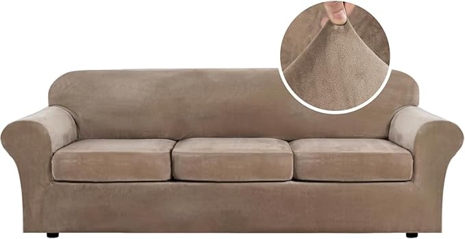 H.VERSAILTEX High Stretch Sofa Slipcover 4 Piece Cover Velvet Furniture by HVERSAILTEX