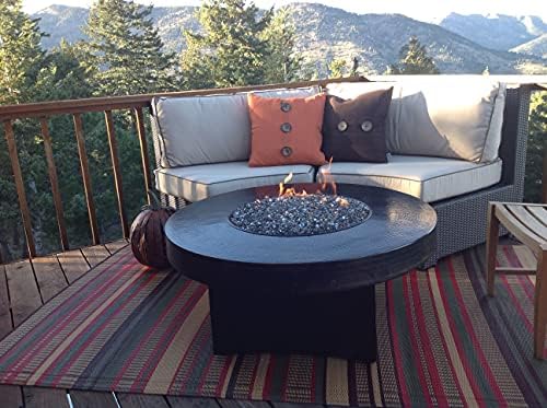 Mad Mats Geometric Stripe 5x8 Brown Outdoor Rug, Reversible Plastic Mat for P...