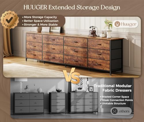 Huuger 78.7 Inch Long Dresser for Bedroom, 12 Drawer Dresser for Closet