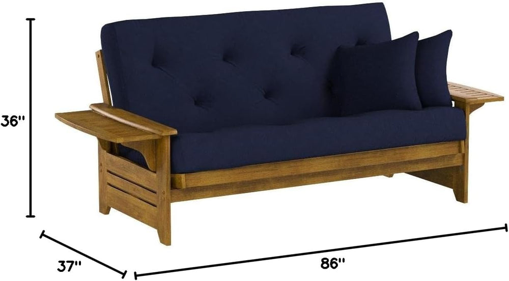 Nirvana Futons Brentwood Tray Arm Futon Sofabed Set - Queen Frame, 8" Na...