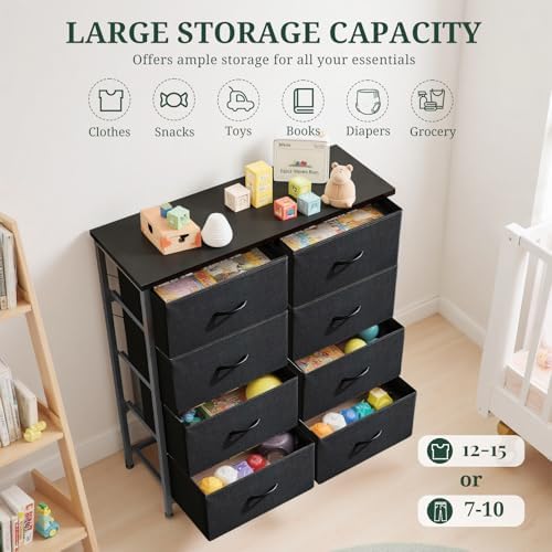 8-Drawer Dresser for Bedroom, Anti-Tip Tall Storage Organizer