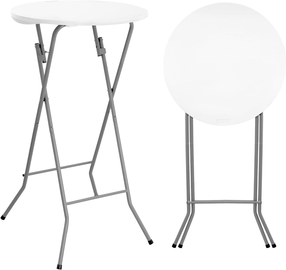 Byliable 24in Round Folding Cocktail Table, Plastic Bar Height Table, White |...