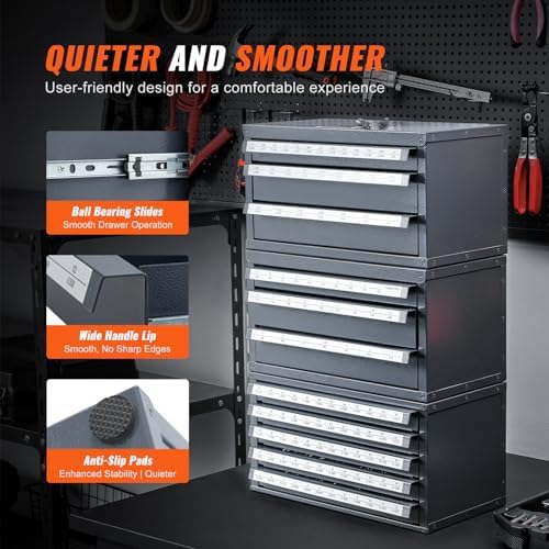 VEVOR Drill Bit Dispenser Cabinet, Three-Drawer Drill Bit Dispenser, Drill Bi...