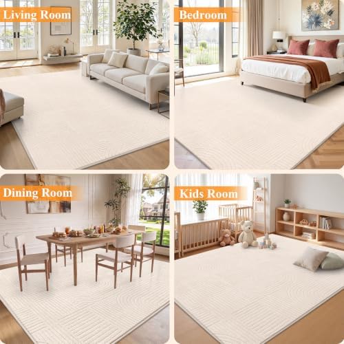 HEBE 8x10 Area Rugs for Living Room,Washable Non Slip Textured Bedroom Rug