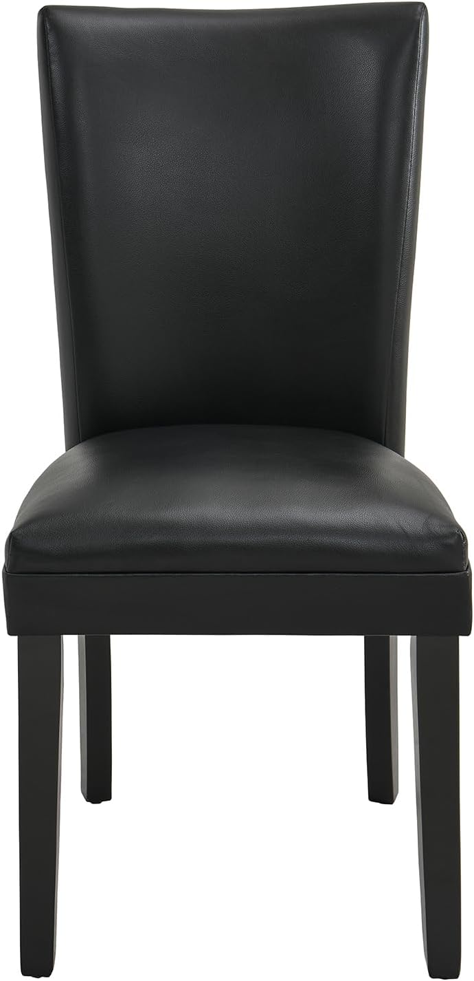 Set of 2 Black Dining Chairs, Modern Upholstered Parsons Chairs with Wooden L...