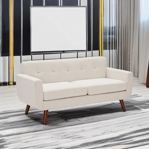 Tbfit 65" W Loveseat Sofa, Mid Century Modern Decor Love Seat Couches fo...