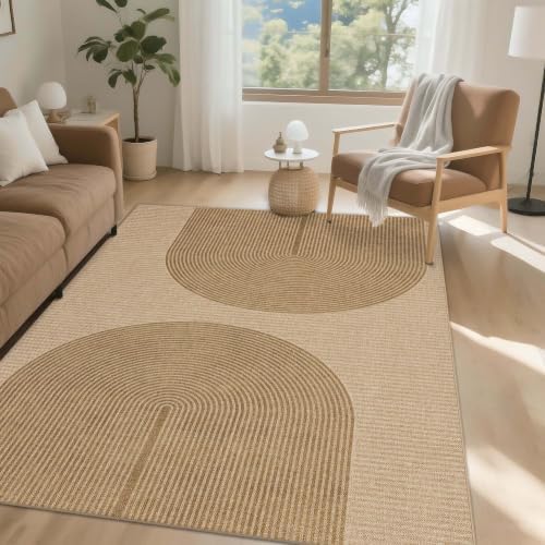 Easy Jute Rug for Pet Homes: 5x7 Outdoor Rug - Geometric Arch Pattern