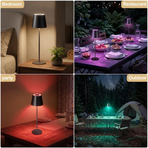 4 Pack Cordless Table Lamp Rechargeable Black