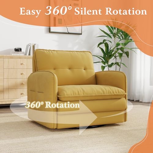 360°Swivel Accent Armchair,Modern 33" Corduroy Swivel Accent Chair for L...