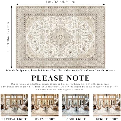 Living Room Area Rugs 10x14: Extra Large Carpet Soft Distressed Oriental