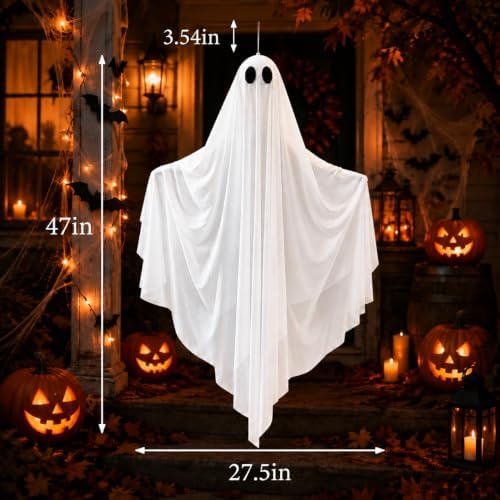 4 FT Large Halloween Hanging Ghosts 2 Pack, Halloween Decor Indoor Outdoor