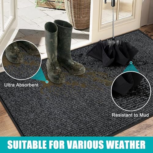 Azadx 3'x4' Front Door Mat Heavy Duty Indoor Outdoor Door Mat Non-Slip