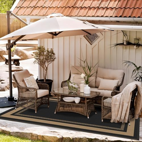 GENIMO Outdoor Rug, Waterproof Plastic Rugs for Patio, 6'x9' Mocha Brown