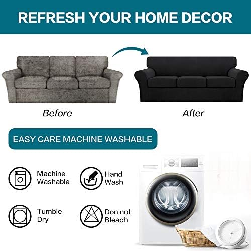 Turquoize 4 Piece Sofa Covers for 3 Cushion Couch Sofa Slipcover Soft Couch C...