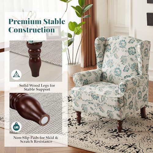 EROMMY Floral Accent Chair, Comfortable High Back Upholstered Armchair with S...