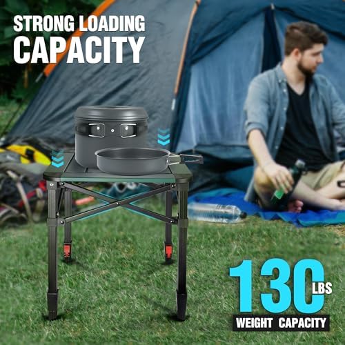 VILLEY Folding Camping Square Table, Portable Aluminum Table, Small