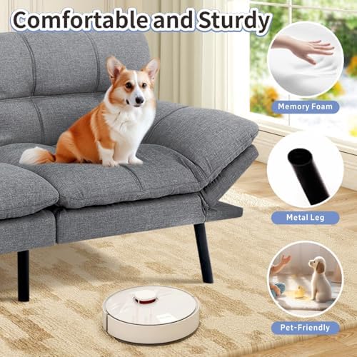 MUUEGM Futon Sofa Bed Memory Foam Futons Modern Office Couch Sleeper Bed Conv...