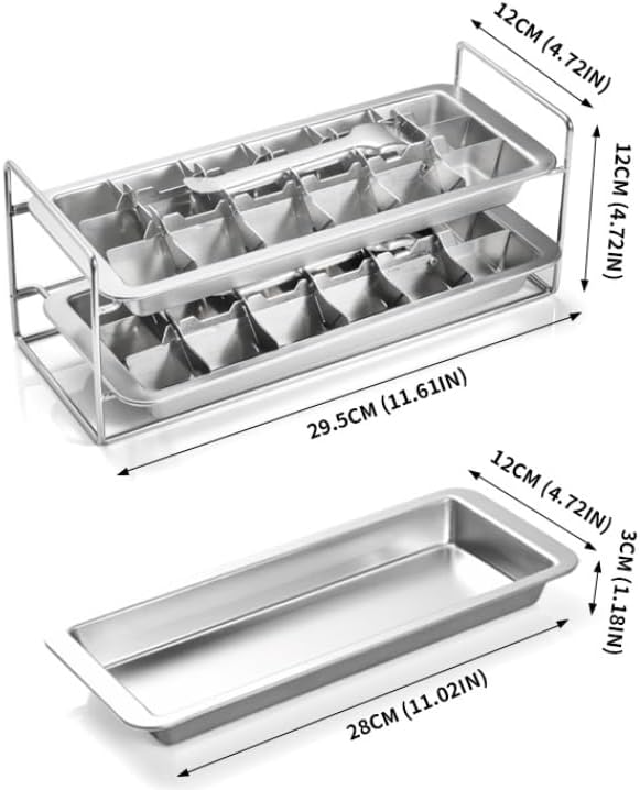 Metal Ice Cube Trays, Stainless Steel Ice Cube Trays, 18-Slot Ice Cube Tray - Image 2