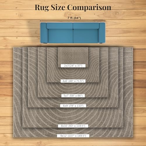 LUXE WEAVERS Modern Geometric Wave Taupe 8x10 Area Rug