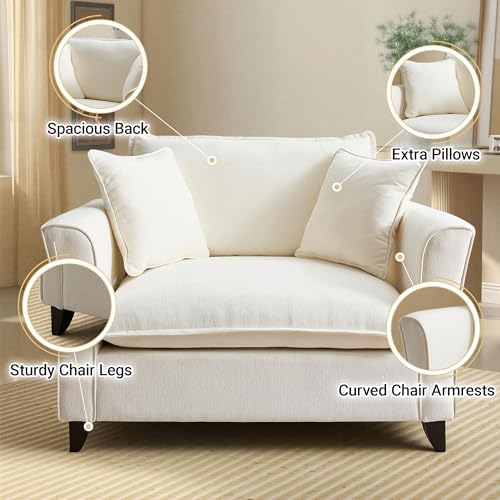46.9" Chenille Upholstered Accent Chair Wide Seat for Living Room Bedroom