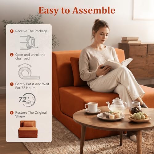 Fold Out Chair Bed, Folding Sofa Bed, 3 in 1 Convertible Sleeper Chair Bed fo...