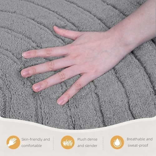 Grey Boho 8x10 Solid Color Area Rugs, Washable Rugs for Living Room