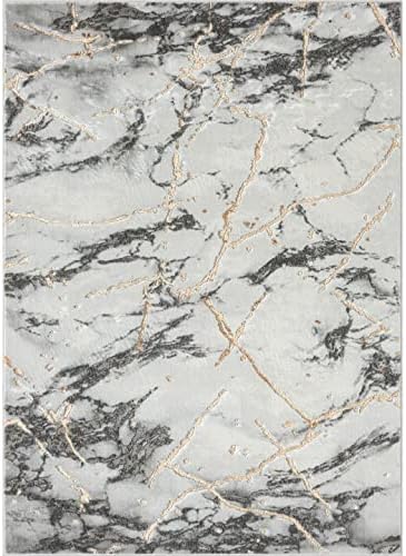 LUXE WEAVERS Ivory Gold 8x10 Marble Abstract Area Rug