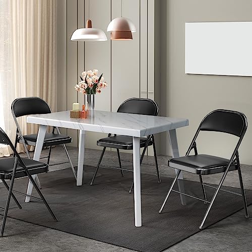 VINGLI 1 Pack Folding Chairs with Padded Seats, Metal Frame with Pu Leather S...