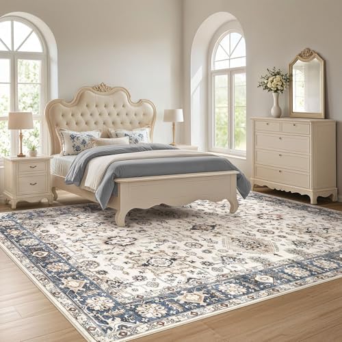 10x14 Washable Area Rug for Living Room, Vintage Pattern