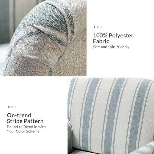 HULALA HOME Farmhouse Accent Chair with Stripe Pattern, Blue