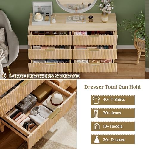 Modern Dresser and Nightstand Sets 3-Piece, 2 Nightstands 6-Drawer Dresser
