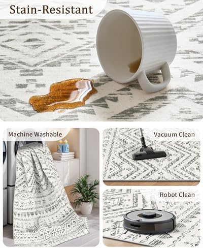 Miukiki 8x10 Area Rug for Living Room, Washable Soft Non Slip Rug Grey