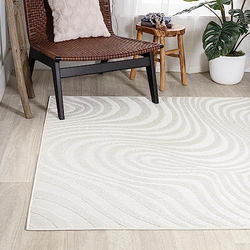 JONATHAN Y Maribo High-Low Abstract Striped Indoor/Outdoor Area Rug, Contempo...